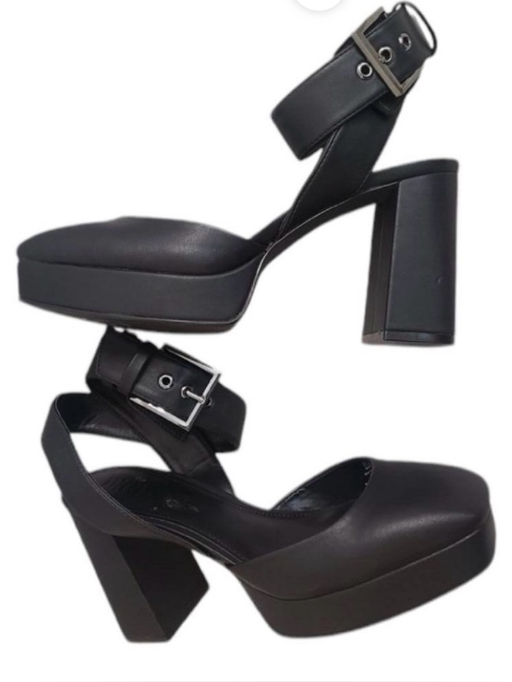 DKNY Briella Black Platform Ankle-Strap Pumps